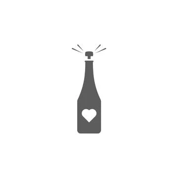 Champagne with the emblem of the heart icon. Elements of Valentine's Day icon Illustrazione stock