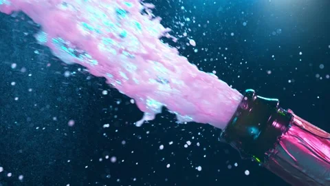 Champagne explosion with flying cork closure Stock Footage 144452847