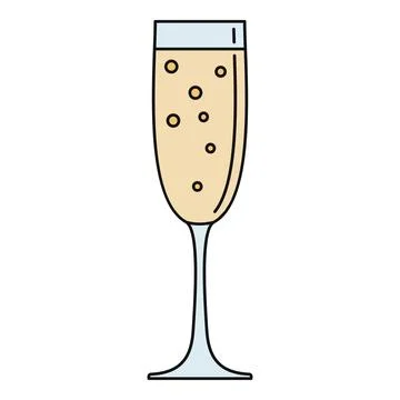 Champagne flute with sparkling wine bubbles celebrating a toast Stock Illustration