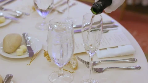 Champagne Flute at Wedding Reception Stock Footage 98668663