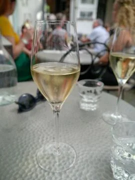 Champagne glas on a table Stock Photos