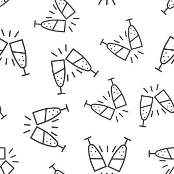 Champagne glass icon seamless pattern background. Alcohol drink vector illust 스톡 일러스트