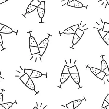 Champagne glass icon seamless pattern background. Alcohol drink vector illust 스톡 일러스트