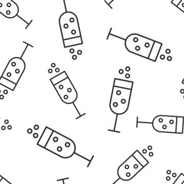 Champagne glass icon seamless pattern background. Alcohol drink vector illust 스톡 일러스트