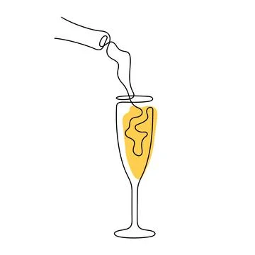 Champagne glass one line vector illustration Stock Illustration