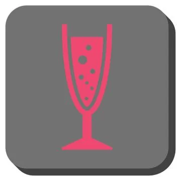 Champagne Glass Rounded Square Button Stock Illustration