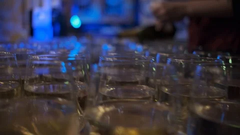 Champagne glasses at a banquet Stock Footage 124883653