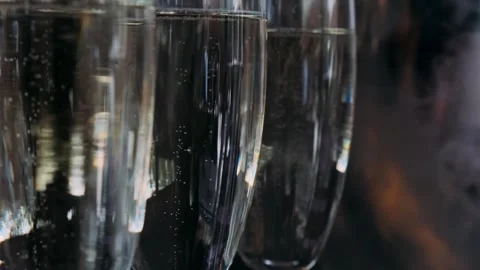 Champagne in glasses with bubbles Stock Footage 246584084