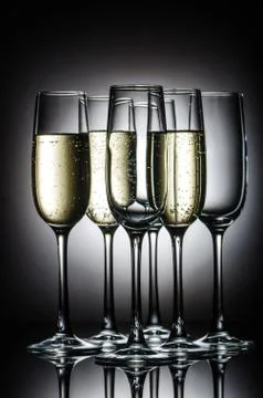 Champagne glasses with bubbles Stock Photos