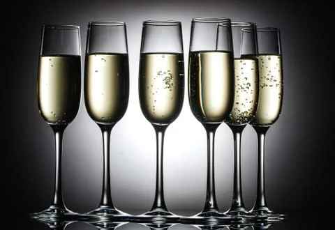 Champagne glasses with bubbles Stock Photos
