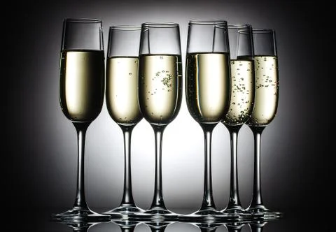 Champagne glasses with bubbles Stock Photos