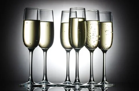Champagne glasses with bubbles Stock Photos