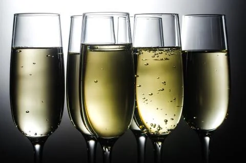 Champagne glasses with bubbles Stock Photos