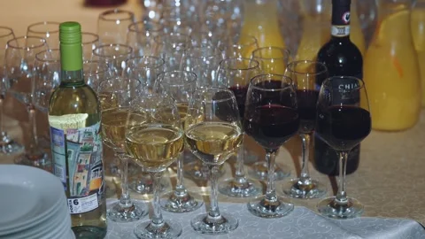 Champagne glasses on the buffet table 스톡 동영상 256829370