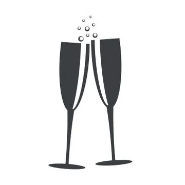 Champagne glasses flat icon design, stock vector illustration Ilustração Stock