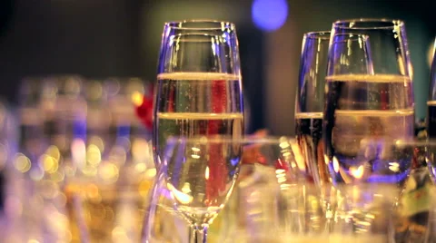 Champagne in glasses Stock Footage 43792981