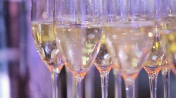 Champagne in glasses Stock Footage 85877503
