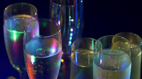 Champagne glasses at party Stock Footage 68024257