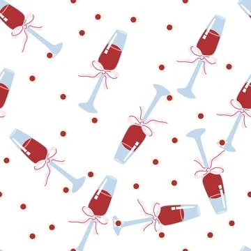 Champagne Glasses Pattern for Celebrations in Retro Style Stock Illustration