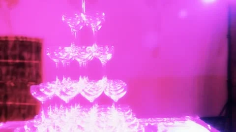 Champagne glasses tower Stock Footage 12141064