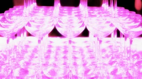 Champagne glasses tower Stock Footage 12141413