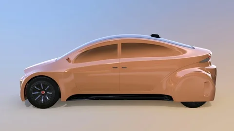 Champagne gold autonomous car on gradient background Video stock 75461067