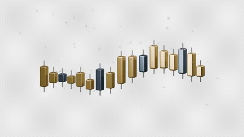 Champagne Gold Candlestick Chart with Particles - Transparent 4K Loop Video stock 347063390