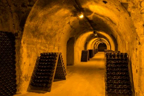 Champagne House Taittinger Caves Stock Photos