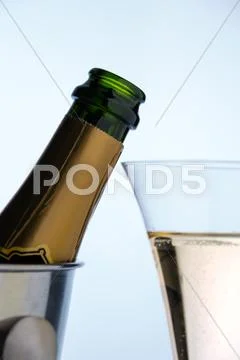 Champagne in ice bucket Stock Photos