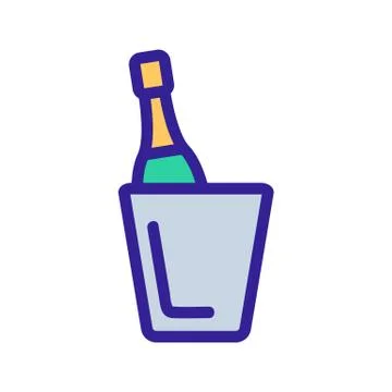 Champagne with ice icon vector. Isolated contour symbol illustration Иллюстрация