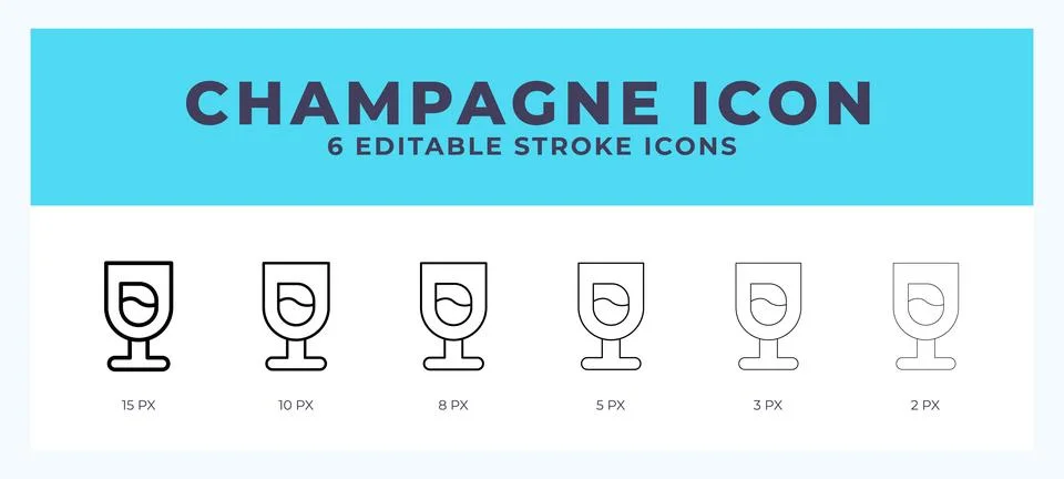 Champagne icon with different stroke. Editable stroke. Vector illustration. Stock Illustration