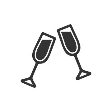 Champagne icon flat Stock Illustration