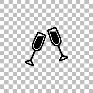 Champagne icon flat Stock Illustration
