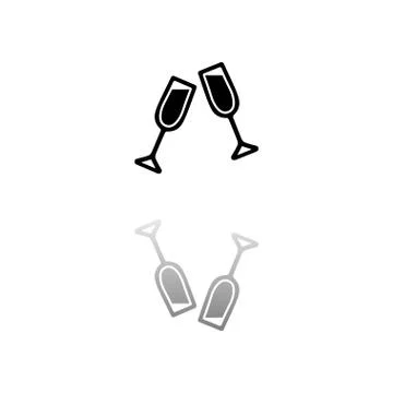 Champagne icon flat Stock Illustration