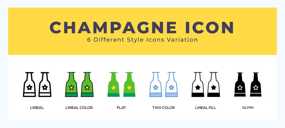 Champagne icon set. Design elements for logo 스톡 일러스트