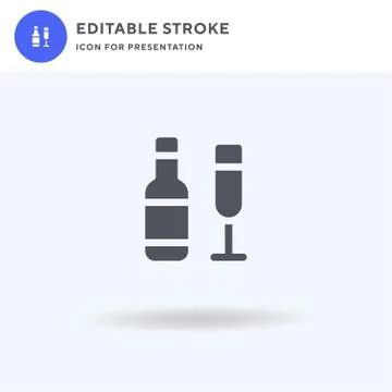 Champagne icon vector, filled flat sign, solid pictogram isolated on white, l Stock Illustration