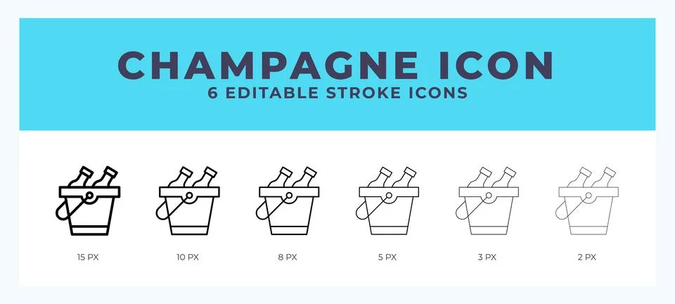 Champagne icon vector illustration. With editable stroke for web. App and mor Stock Illustration