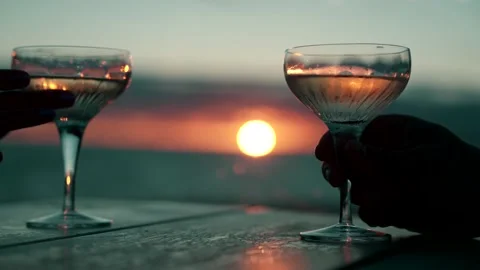 Champagne infront of sunset. Stock Footage 200827628