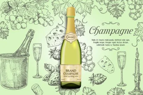 Champagne poster vector design template Stock Illustration