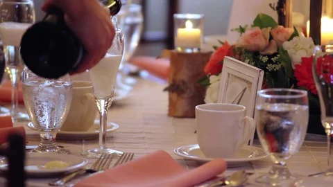 Champagne Pour At Wedding Reception Stock Footage 73836830