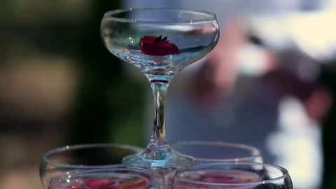 Champagne pyramid close up Stock Footage 80990200