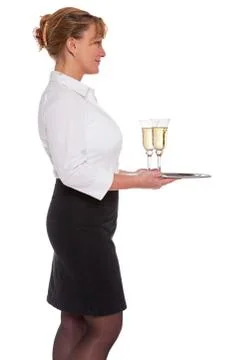 Champagne reception waitress Stock Photos