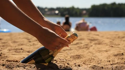 Champagne in the sand 1 Stock Footage 7728022