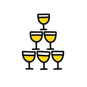 Champagne stack doodle icon, vector color illustration Illustrazione stock