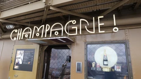 Champagne store at the Summit/Peak of the Eiffel Tower Stock Footage 272190425