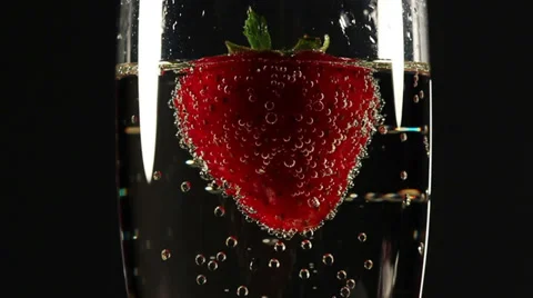 Champagne with strawberry Stock Footage 37064724