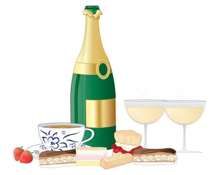 Champagne tea Stock Illustration