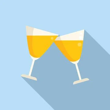 Champagne toast icon flat vector. Drink party Stock Illustration