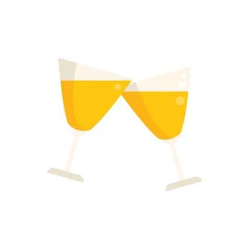 Champagne toast icon flat vector. Drink party Stock Illustration
