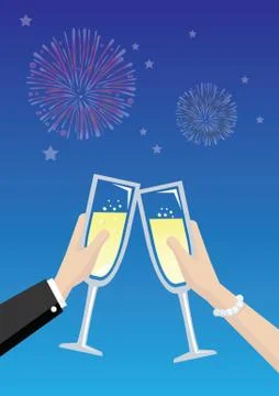 Champagne Toasting Vector Illustration Stock Illustration